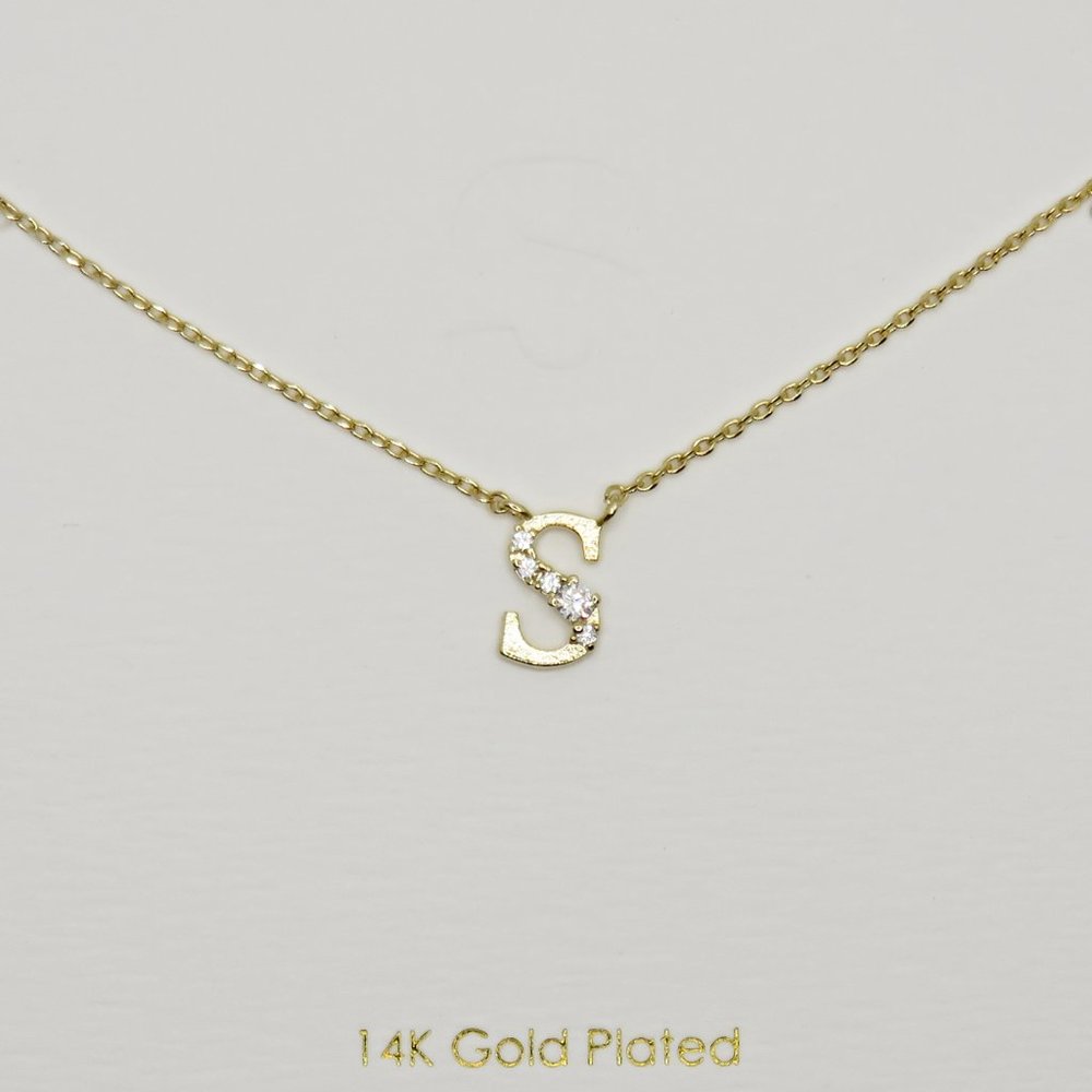14 K Gold Plated S Initial Necklace